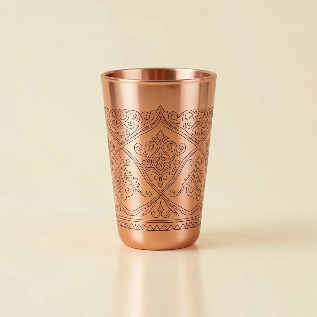 Engraved copper tumbler